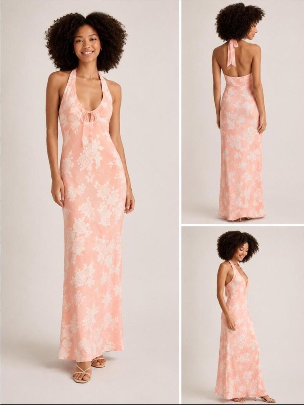 wild fable Peach Floral Halter Maxi Dress